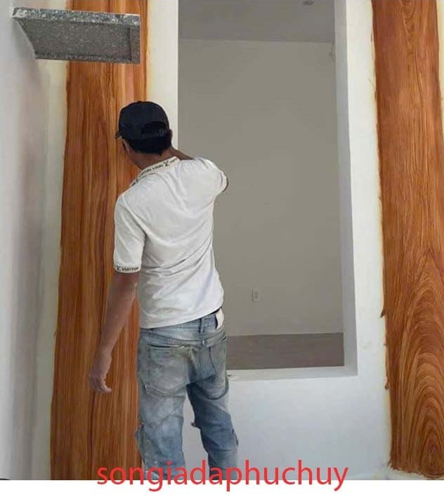 Thi công sơn giả gỗ tại Long An