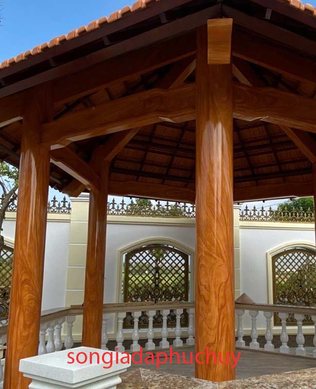 sơn lầu trà ngoài trời vân gỗ lim đẹp