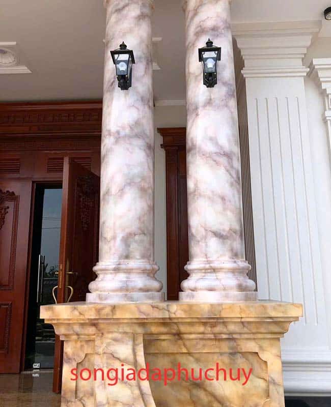 thi công cột mặt tiền giả vân đá 3d