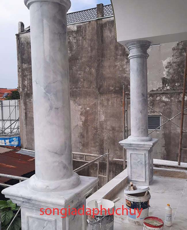 cột tròn sơn giả đá 3d