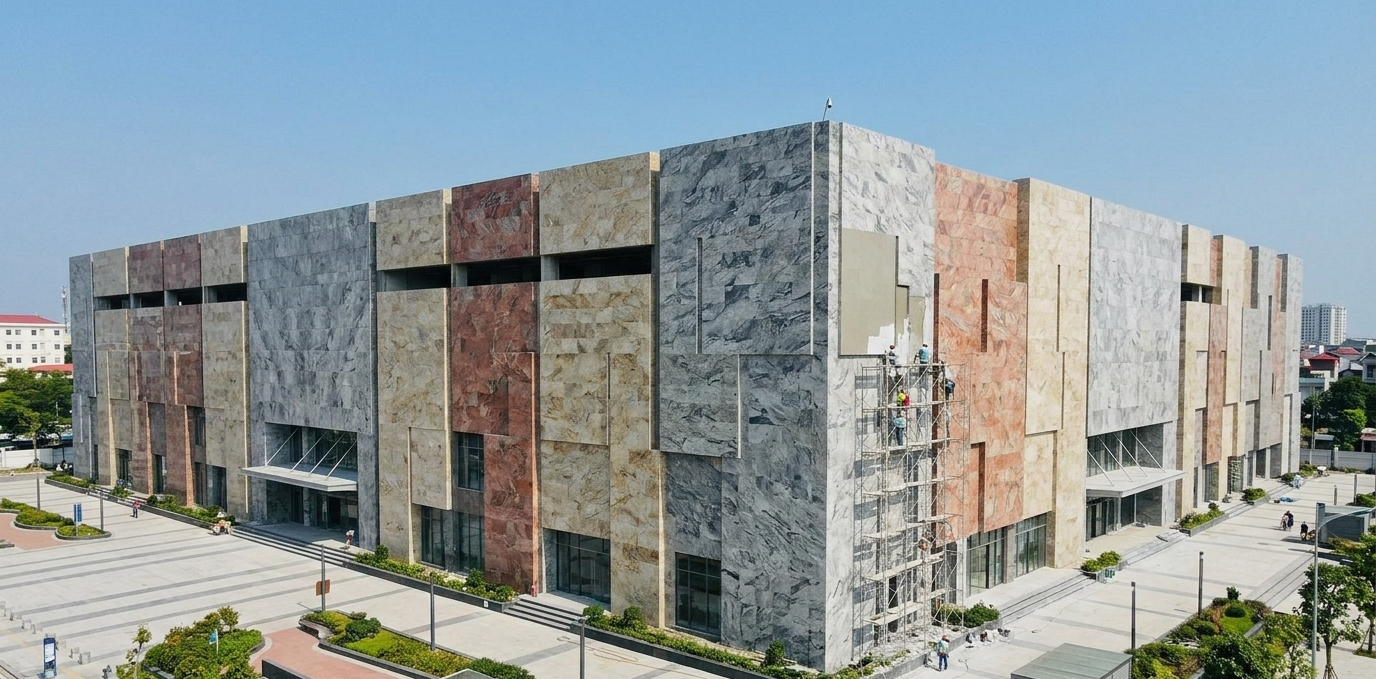 Sơn giả đá cho mặt dựng công trình